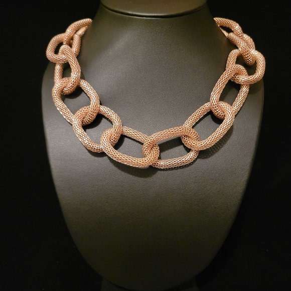 Estate Rose Gold Mesh Chain Link Necklace - Picture 1 of 4